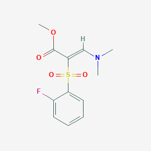 molecular formula C12H14FNO4S B2992420 methyl (2Z)-3-(dimethylamino)-2-[(2-fluorophenyl)sulfonyl]acrylate CAS No. 1327197-20-5