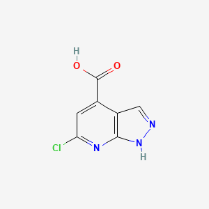 molecular formula C7H4ClN3O2 B2992484 6-Chloro-1H-pyrazolo[3,4-b]pyridine-4-carboxylic acid CAS No. 1505900-70-8
