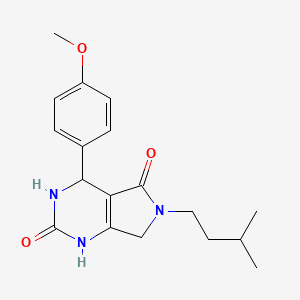 molecular formula C18H23N3O3 B2992491 6-isopentyl-4-(4-methoxyphenyl)-3,4,6,7-tetrahydro-1H-pyrrolo[3,4-d]pyrimidine-2,5-dione CAS No. 930547-82-3