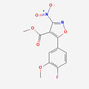 molecular formula C12H9FN2O6 B2992503 Methyl 5-(4-fluoro-3-methoxyphenyl)-3-nitroisoxazole-4-carboxylate CAS No. 2270905-20-7
