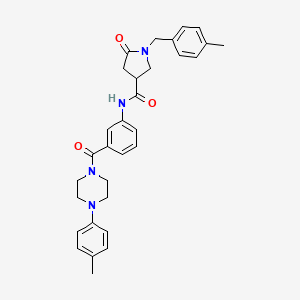 molecular formula C31H34N4O3 B2992555 1-[(4-Methylphenyl)methyl]-N-[3-[4-(4-methylphenyl)piperazine-1-carbonyl]phenyl]-5-oxopyrrolidine-3-carboxamide CAS No. 2380189-49-9