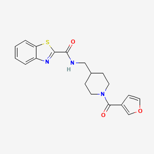 molecular formula C19H19N3O3S B2992617 N-((1-(furan-3-carbonyl)piperidin-4-yl)methyl)benzo[d]thiazole-2-carboxamide CAS No. 1396766-79-2