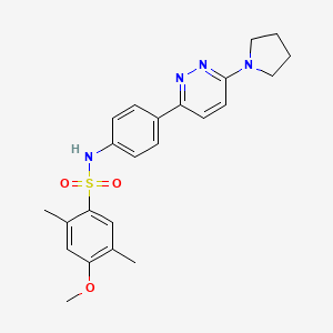 molecular formula C23H26N4O3S B2992640 4-methoxy-2,5-dimethyl-N-{4-[6-(pyrrolidin-1-yl)pyridazin-3-yl]phenyl}benzene-1-sulfonamide CAS No. 1171679-01-8