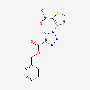 molecular formula C17H15N3O4S B2992676 benzyl 1-[2-(methoxycarbonyl)-3-thienyl]-5-methyl-1H-1,2,3-triazole-4-carboxylate CAS No. 692733-14-5