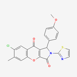 molecular formula C22H15ClN2O4S B2992685 7-Chloro-1-(4-methoxyphenyl)-6-methyl-2-(thiazol-2-yl)-1,2-dihydrochromeno[2,3-c]pyrrole-3,9-dione CAS No. 886164-19-8