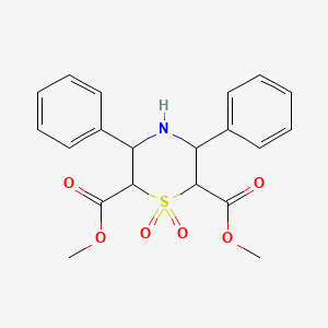 molecular formula C20H21NO6S B2992726 Dimethyl 3,5-diphenylthiomorpholine-2,6-dicarboxylate 1,1-dioxide CAS No. 202118-63-6