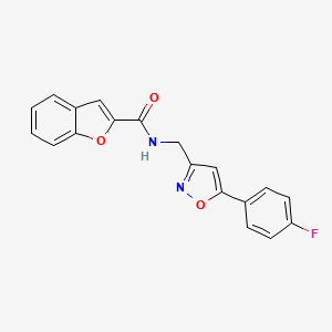 molecular formula C19H13FN2O3 B2992731 N-((5-(4-fluorophenyl)isoxazol-3-yl)methyl)benzofuran-2-carboxamide CAS No. 953010-91-8