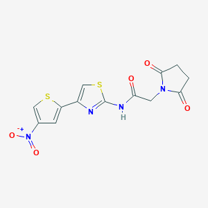 molecular formula C13H10N4O5S2 B2992740 2-(2,5-dioxopyrrolidin-1-yl)-N-[4-(4-nitrothiophen-2-yl)-1,3-thiazol-2-yl]acetamide CAS No. 476323-79-2