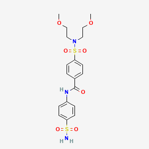 molecular formula C19H25N3O7S2 B2992756 4-[bis(2-methoxyethyl)sulfamoyl]-N-(4-sulfamoylphenyl)benzamide CAS No. 326011-24-9
