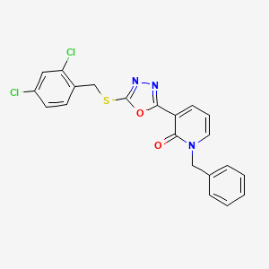 1-benzyl-3-{5-[(2,4-dichlorobenzyl)sulfanyl]-1,3,4-oxadiazol-2-yl}-2(1H)-pyridinone
