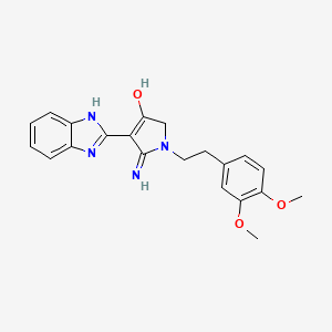 molecular formula C21H22N4O3 B2992792 2-Amino-3-benzimidazol-2-yl-1-[2-(3,4-dimethoxyphenyl)ethyl]-2-pyrrolin-4-one CAS No. 213251-03-7