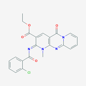 molecular formula C22H17ClN4O4 B2992802 ethyl 6-(2-chlorobenzoyl)imino-7-methyl-2-oxo-1,7,9-triazatricyclo[8.4.0.03,8]tetradeca-3(8),4,9,11,13-pentaene-5-carboxylate CAS No. 534565-92-9