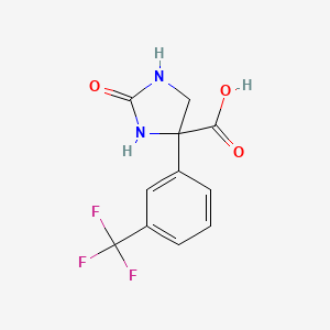 molecular formula C11H9F3N2O3 B2992840 2-Oxo-4-[3-(trifluoromethyl)phenyl]imidazolidine-4-carboxylic acid CAS No. 2248286-20-4