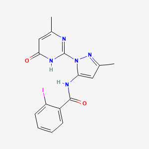 B2992891 2-iodo-N-(3-methyl-1-(4-methyl-6-oxo-1,6-dihydropyrimidin-2-yl)-1H-pyrazol-5-yl)benzamide CAS No. 1019099-56-9