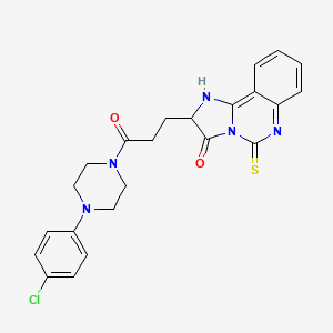 molecular formula C23H22ClN5O2S B2992894 2-{3-[4-(4-chlorophenyl)piperazin-1-yl]-3-oxopropyl}-5-sulfanylidene-2H,3H,5H,6H-imidazo[1,2-c]quinazolin-3-one CAS No. 1028685-05-3