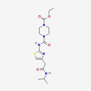 molecular formula C16H25N5O4S B2992895 Ethyl 4-((4-(2-(isopropylamino)-2-oxoethyl)thiazol-2-yl)carbamoyl)piperazine-1-carboxylate CAS No. 1021258-81-0