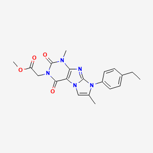 molecular formula C20H21N5O4 B2992921 methyl 2-(8-(4-ethylphenyl)-1,7-dimethyl-2,4-dioxo-1H-imidazo[2,1-f]purin-3(2H,4H,8H)-yl)acetate CAS No. 887465-67-0