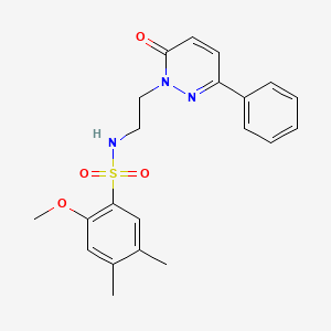 molecular formula C21H23N3O4S B2992957 2-methoxy-4,5-dimethyl-N-(2-(6-oxo-3-phenylpyridazin-1(6H)-yl)ethyl)benzenesulfonamide CAS No. 921878-29-7