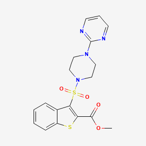 molecular formula C18H18N4O4S2 B2992968 methyl 3-{[4-(pyrimidin-2-yl)piperazin-1-yl]sulfonyl}-1-benzothiophene-2-carboxylate CAS No. 899966-13-3