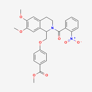 molecular formula C27H26N2O8 B2992980 methyl 4-{[6,7-dimethoxy-2-(2-nitrobenzoyl)-1,2,3,4-tetrahydroisoquinolin-1-yl]methoxy}benzoate CAS No. 486453-02-5