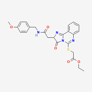 B2992987 Ethyl [(2-{2-[(4-methoxybenzyl)amino]-2-oxoethyl}-3-oxo-2,3-dihydroimidazo[1,2-c]quinazolin-5-yl)thio]acetate CAS No. 958962-97-5