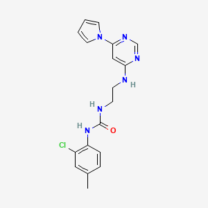 molecular formula C18H19ClN6O B2993043 1-(2-((6-(1H-pyrrol-1-yl)pyrimidin-4-yl)amino)ethyl)-3-(2-chloro-4-methylphenyl)urea CAS No. 1396871-14-9