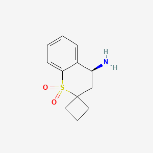 molecular formula C12H15NO2S B2993058 (4S)-1,1-dioxospiro[3,4-dihydrothiochromene-2,1'-cyclobutane]-4-amine CAS No. 934586-16-0