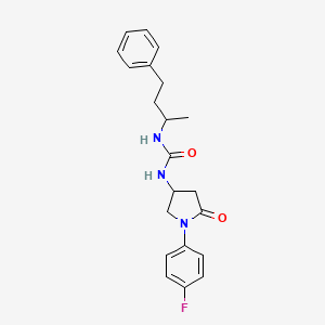 molecular formula C21H24FN3O2 B2993074 1-(1-(4-Fluorophenyl)-5-oxopyrrolidin-3-yl)-3-(4-phenylbutan-2-yl)urea CAS No. 894013-89-9