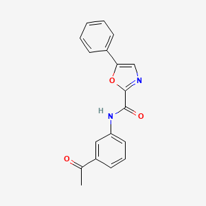 molecular formula C18H14N2O3 B2993212 N-(3-acetylphenyl)-5-phenyl-1,3-oxazole-2-carboxamide CAS No. 955769-23-0