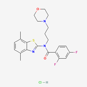 molecular formula C23H26ClF2N3O2S B2993239 N-(4,7-dimethylbenzo[d]thiazol-2-yl)-2,4-difluoro-N-(3-morpholinopropyl)benzamide hydrochloride CAS No. 1215668-33-9