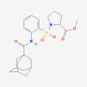 molecular formula C23H30N2O5S B299328 METHYL 1-[2-(ADAMANTANE-1-AMIDO)BENZENESULFONYL]PYRROLIDINE-2-CARBOXYLATE 