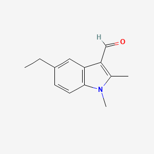 molecular formula C13H15NO B2993324 5-Ethyl-1,2-dimethyl-1H-indole-3-carbaldehyde CAS No. 876716-52-8