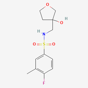 molecular formula C12H16FNO4S B2993391 4-fluoro-N-((3-hydroxytetrahydrofuran-3-yl)methyl)-3-methylbenzenesulfonamide CAS No. 2034605-13-3
