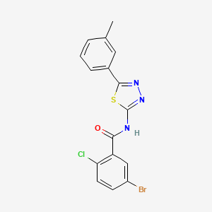 molecular formula C16H11BrClN3OS B2993394 5-bromo-2-chloro-N-[5-(3-methylphenyl)-1,3,4-thiadiazol-2-yl]benzamide CAS No. 391863-25-5