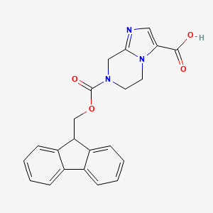 molecular formula C22H19N3O4 B2993402 7-(9H-Fluoren-9-ylmethoxycarbonyl)-6,8-dihydro-5H-imidazo[1,2-a]pyrazine-3-carboxylic acid CAS No. 2193067-45-5
