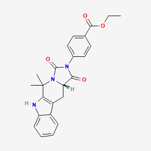 molecular formula C24H23N3O4 B2993407 Ethyl 4-[(15S)-10,10-dimethyl-12,14-dioxo-8,11,13-triazatetracyclo[7.7.0.02,7.011,15]hexadeca-1(9),2,4,6-tetraen-13-yl]benzoate CAS No. 956439-23-9