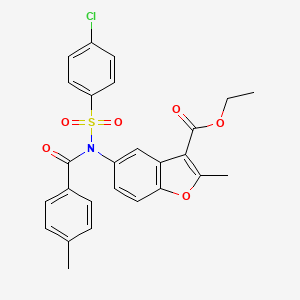 molecular formula C26H22ClNO6S B2993413 ethyl 5-(N-((4-chlorophenyl)sulfonyl)-4-methylbenzamido)-2-methylbenzofuran-3-carboxylate CAS No. 406475-71-6