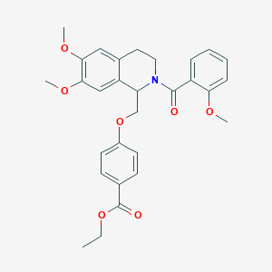 molecular formula C29H31NO7 B2993432 Ethyl 4-[[6,7-dimethoxy-2-(2-methoxybenzoyl)-3,4-dihydro-1H-isoquinolin-1-yl]methoxy]benzoate CAS No. 449766-54-5