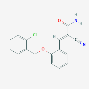 molecular formula C17H13ClN2O2 B2993508 (E)-3-[2-[(2-chlorophenyl)methoxy]phenyl]-2-cyanoprop-2-enamide CAS No. 330858-48-5
