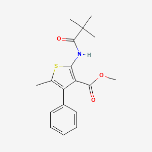 molecular formula C18H21NO3S B2993522 Methyl 2-(2,2-dimethylpropanoylamino)-5-methyl-4-phenylthiophene-3-carboxylate CAS No. 692743-41-2