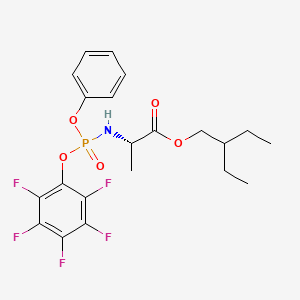 molecular formula C21H23F5NO5P B2993540 N-[(S)-(2,3,4,5,6-pentafluorophenoxy)phenoxyphosphinyl]-L-Alanine 2-ethylbutyl ester CAS No. 1911578-98-7