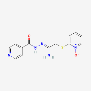 molecular formula C13H13N5O2S B2993610 2-{[2-Amino-2-(2-isonicotinoylhydrazono)ethyl]sulfanyl}-1-pyridiniumolate CAS No. 338418-79-4