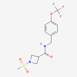 molecular formula C13H15F3N2O4S B2993617 1-(methylsulfonyl)-N-(4-(trifluoromethoxy)benzyl)azetidine-3-carboxamide CAS No. 1428364-89-9