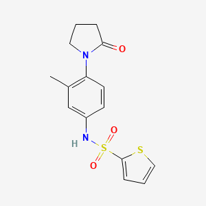molecular formula C15H16N2O3S2 B2993620 N-[3-methyl-4-(2-oxopyrrolidin-1-yl)phenyl]thiophene-2-sulfonamide CAS No. 942012-68-2