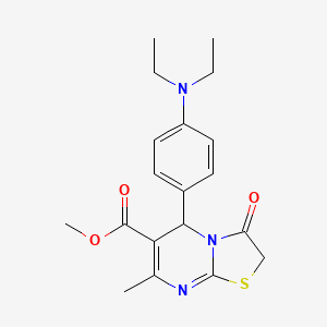 molecular formula C19H23N3O3S B2993631 methyl 5-[4-(diethylamino)phenyl]-7-methyl-3-oxo-2,3-dihydro-5H-[1,3]thiazolo[3,2-a]pyrimidine-6-carboxylate CAS No. 499184-81-5