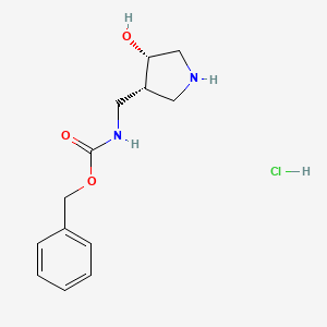 molecular formula C13H19ClN2O3 B2993646 cis-Benzyl ((4-hydroxypyrrolidin-3-YL)methyl)carbamate hcl CAS No. 1951439-02-3