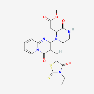 (Z)-methyl 2-(1-(3-((3-ethyl-4-oxo-2-thioxothiazolidin-5-ylidene)methyl)-9-methyl-4-oxo-4H-pyrido[1,2-a]pyrimidin-2-yl)-3-oxopiperazin-2-yl)acetate