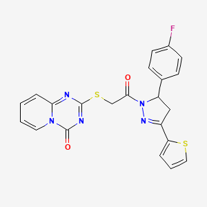 2-((2-(5-(4-fluorophenyl)-3-(thiophen-2-yl)-4,5-dihydro-1H-pyrazol-1-yl)-2-oxoethyl)thio)-4H-pyrido[1,2-a][1,3,5]triazin-4-one