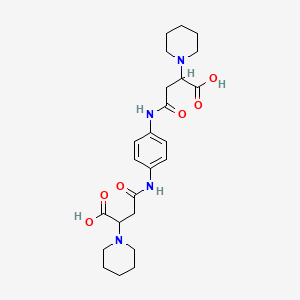 molecular formula C24H34N4O6 B2993670 3-{N-[4-(3-carboxy-3-piperidylpropanoylamino)phenyl]carbamoyl}-2-piperidylprop anoic acid CAS No. 883264-98-0