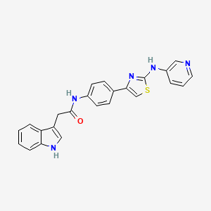 2-(1H-indol-3-yl)-N-(4-(2-(pyridin-3-ylamino)thiazol-4-yl)phenyl)acetamide